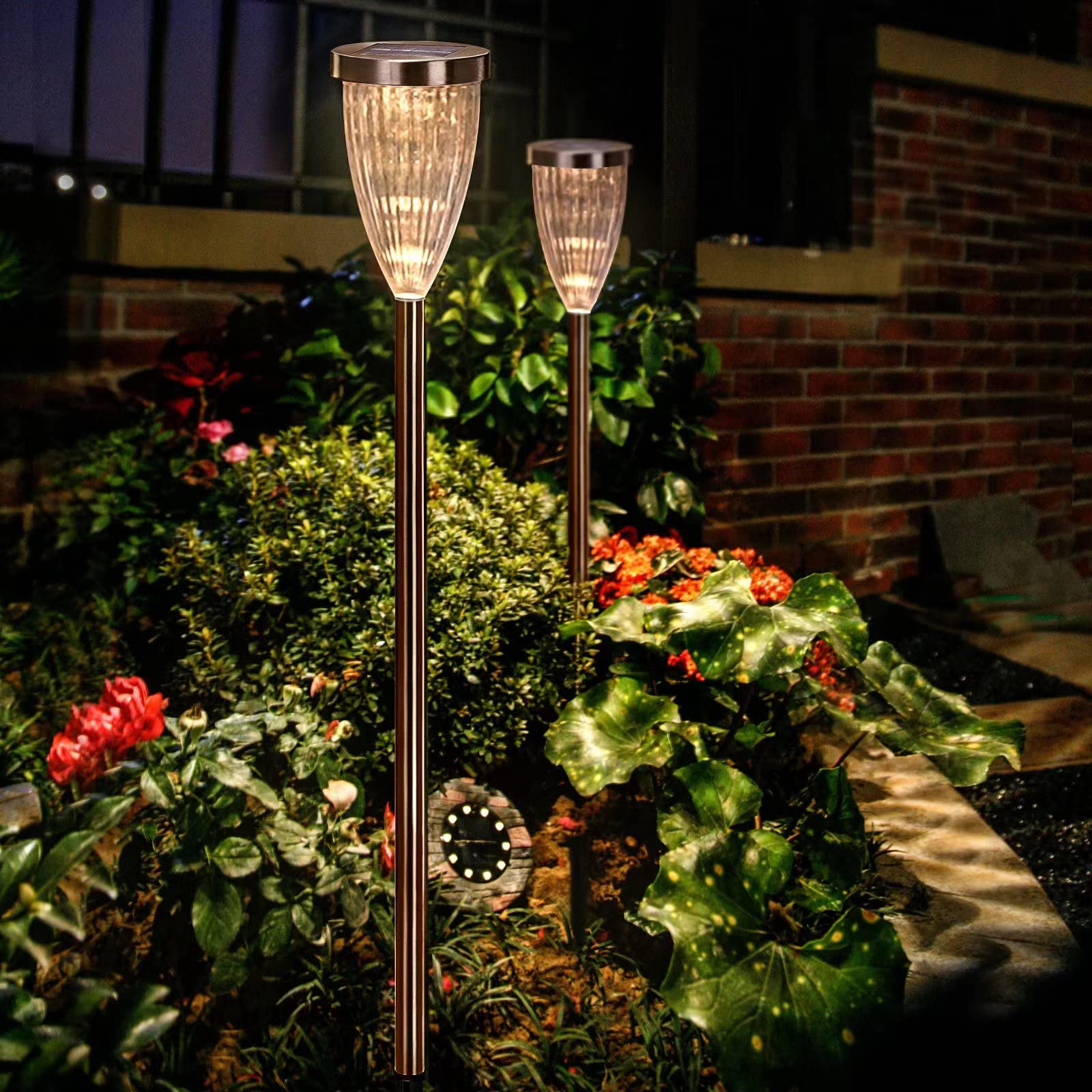 スタイリッシュモダンな光！ソーラー ライト2個組 76 cm ステンレス